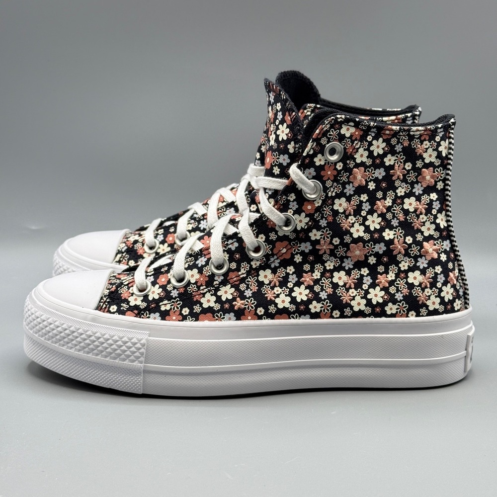 Converse Women's 7 Hi Top Sneakers Platform CTAS Lift Embroidered Flower A14264C - Picture 4 of 13